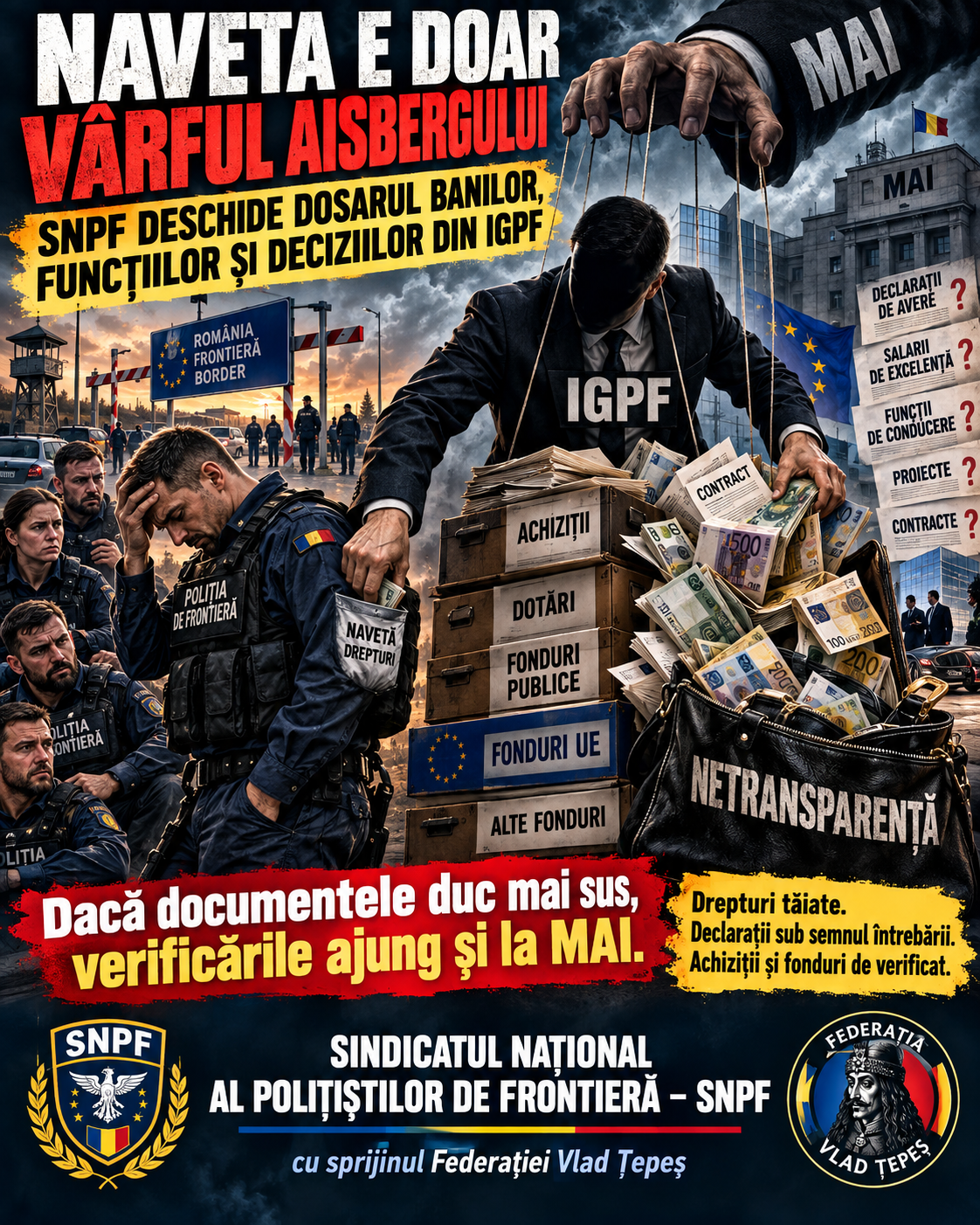 NAVETA E DOAR VÂRFUL AISBERGULUI: SNPF DESCHIDE DOSARUL BANILOR, FUNCȚIILOR ȘI DECIZIILOR DIN IGPF 5 imagine comunicat 2